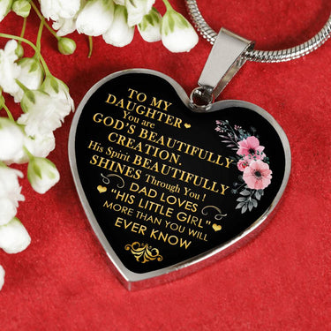 Heart Necklace Pendant Father Daughter -Dad loves Daughter Gifts ideas Teen Girl